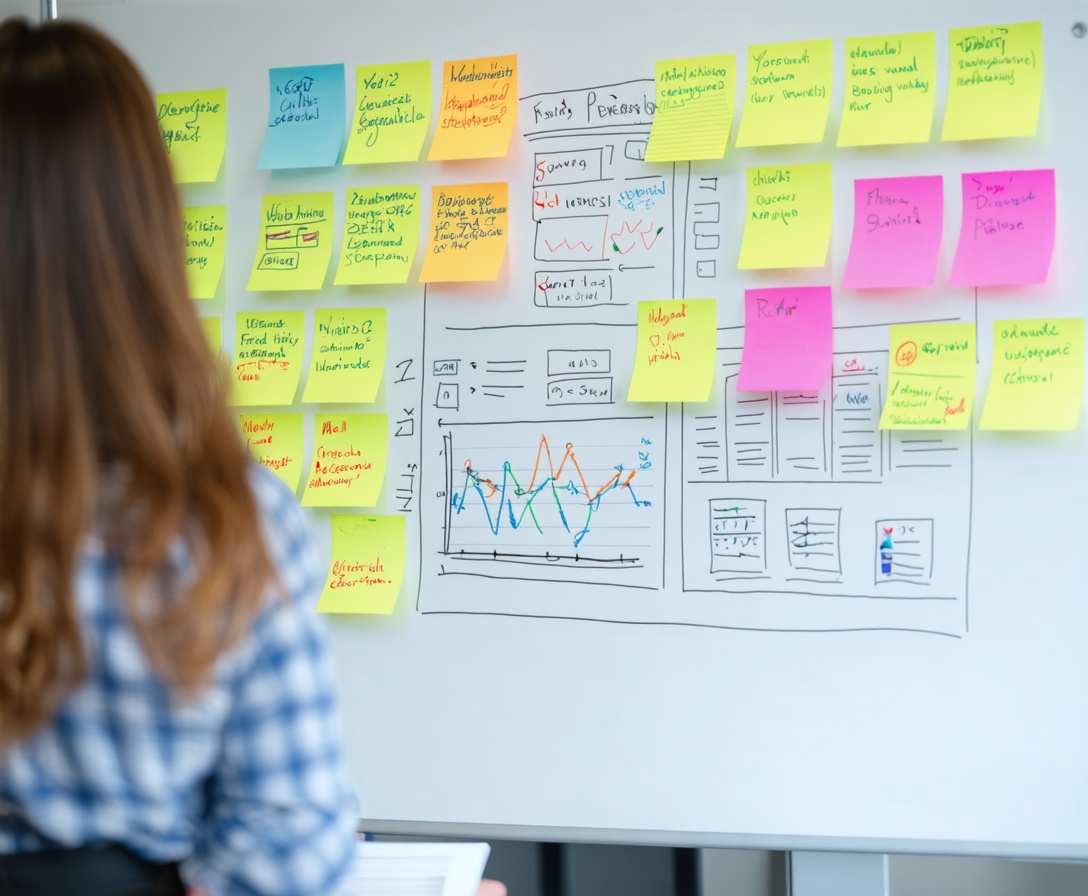 Whiteboard so stratégiami a diagramami